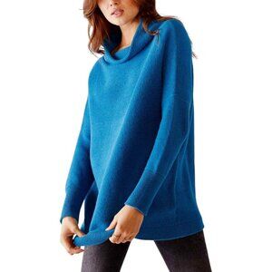 Free People Blue Ottoman Slouchy Tunic Mock Neck Sweater Sz S